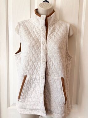 Orvis Quilted Cream Vest with Tan Trim